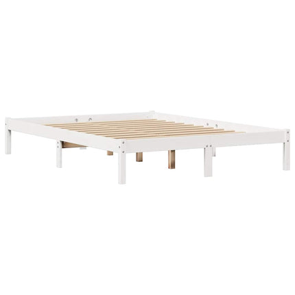 sengeramme uden madras 135x190 cm massivt fyrretræ hvid