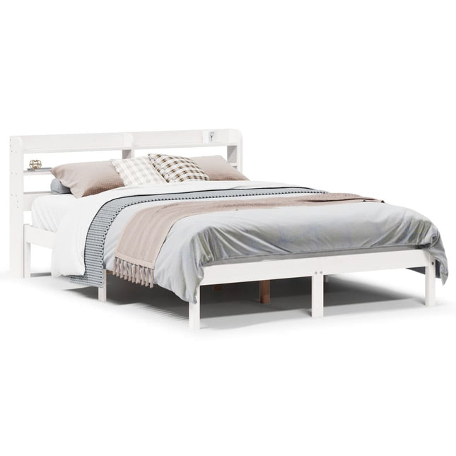 sengeramme uden madras 140x190 cm massivt fyrretræ hvid