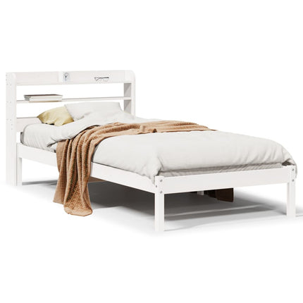 sengeramme uden madras 100x200 cm massivt fyrretræ hvid