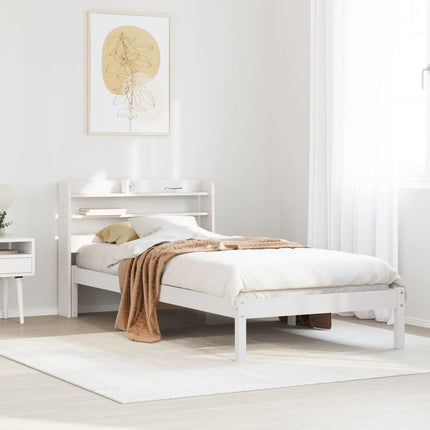 sengeramme uden madras 100x200 cm massivt fyrretræ hvid