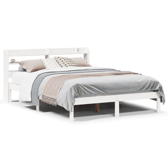 sengeramme uden madras 150x200 cm massivt fyrretræ hvid
