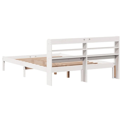 sengeramme uden madras 150x200 cm massivt fyrretræ hvid
