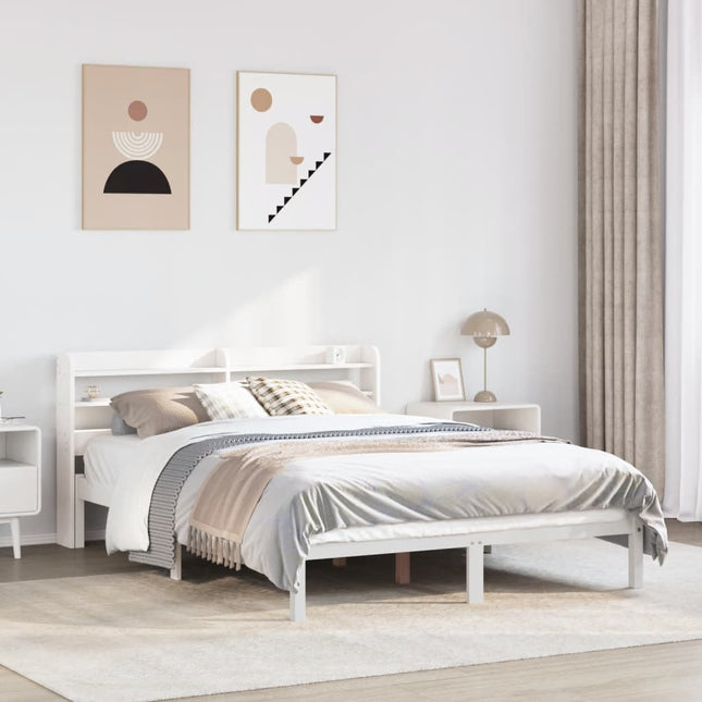 sengeramme uden madras 150x200 cm massivt fyrretræ hvid