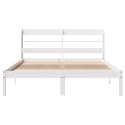 sengeramme uden madras 160x200 cm massivt fyrretræ hvid