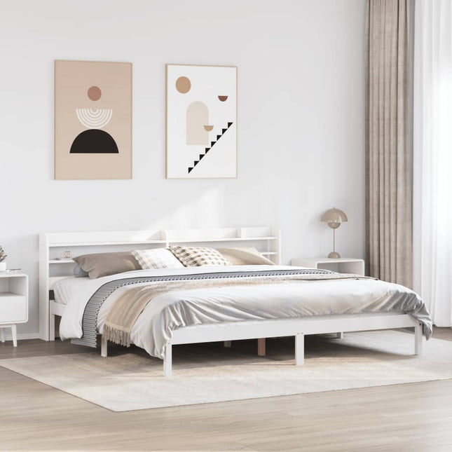 sengeramme uden madras 200x200 cm massivt fyrretræ hvid