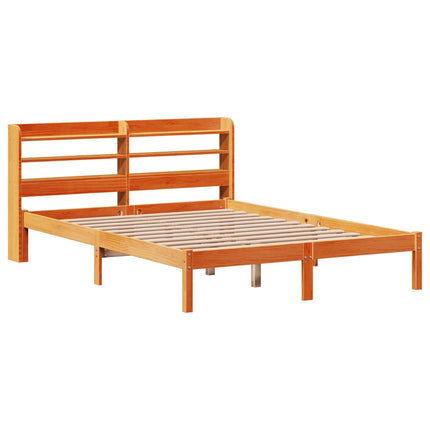 sengeramme med sengegavl 120x190 cm massivt fyrretræ gyldenbrun