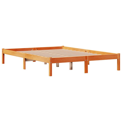 sengeramme med sengegavl 120x190 cm massivt fyrretræ gyldenbrun