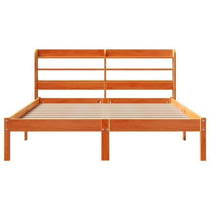 sengeramme med sengegavl 120x190 cm massivt fyrretræ gyldenbrun