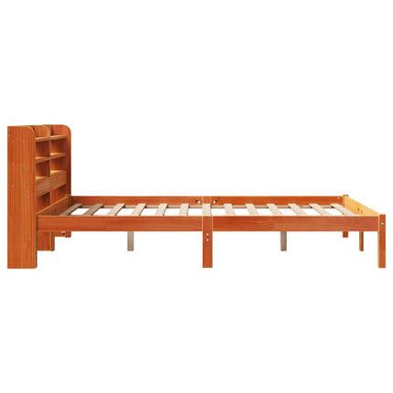 sengeramme med sengegavl 120x190 cm massivt fyrretræ gyldenbrun