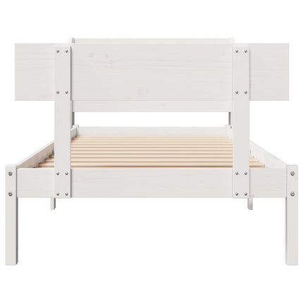 sengeramme uden madras 75x190 cm massivt fyrretræ hvid
