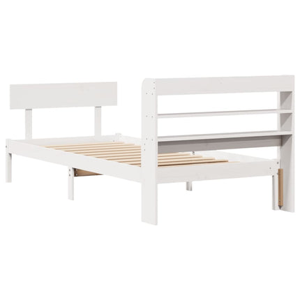 sengeramme uden madras 75x190 cm massivt fyrretræ hvid