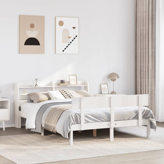 sengeramme uden madras 120x190 cm massivt fyrretræ hvid