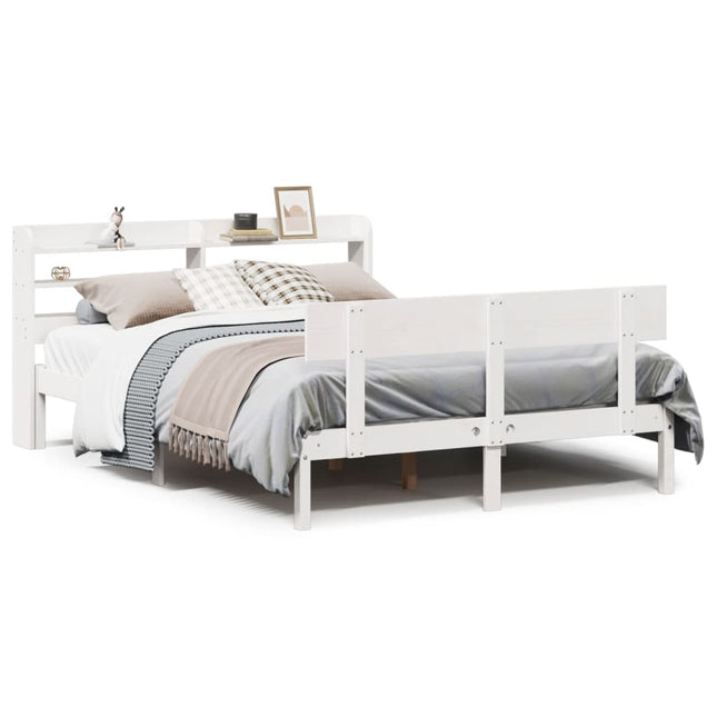 sengeramme uden madras 135x190 cm massivt fyrretræ hvid