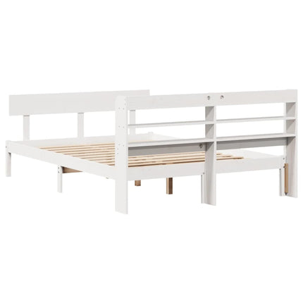 sengeramme uden madras 135x190 cm massivt fyrretræ hvid