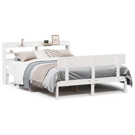 sengeramme uden madras 140x190 cm massivt fyrretræ hvid