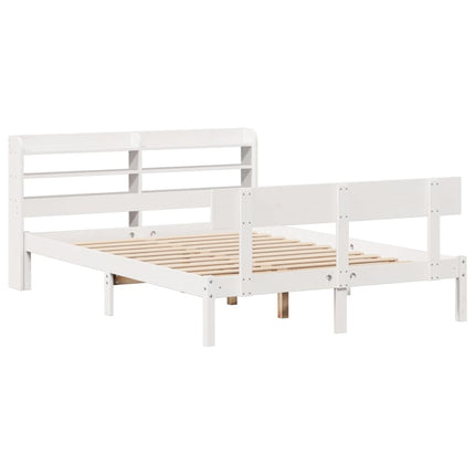 sengeramme uden madras 140x190 cm massivt fyrretræ hvid