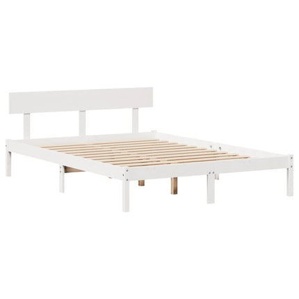 sengeramme uden madras 140x190 cm massivt fyrretræ hvid