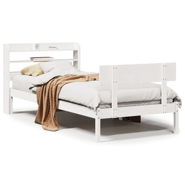 sengeramme uden madras 100x200 cm massivt fyrretræ hvid