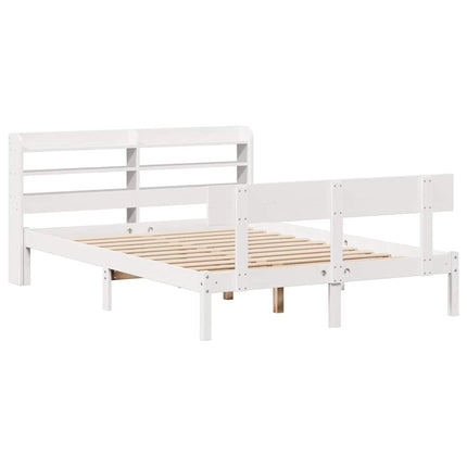 sengeramme uden madras 120x200 cm massivt fyrretræ hvid