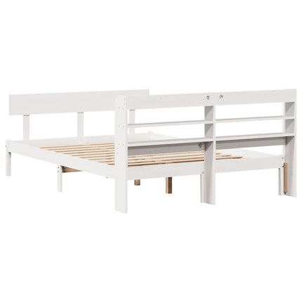 sengeramme uden madras 150x200 cm massivt fyrretræ hvid