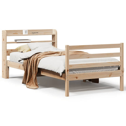 sengeramme med sengegavl 100x200 cm massivt fyrretræ
