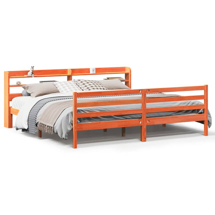 sengeramme uden madras 200x200 cm massivt fyrretræ gyldenbrun