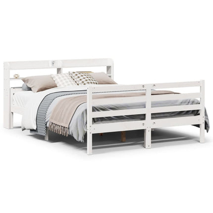sengeramme med sengegavl135x190 cm massivt fyrretræ hvid