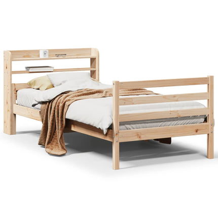 sengeramme med sengegavl 100x200 cm massivt fyrretræ