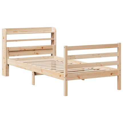 sengeramme med sengegavl 100x200 cm massivt fyrretræ