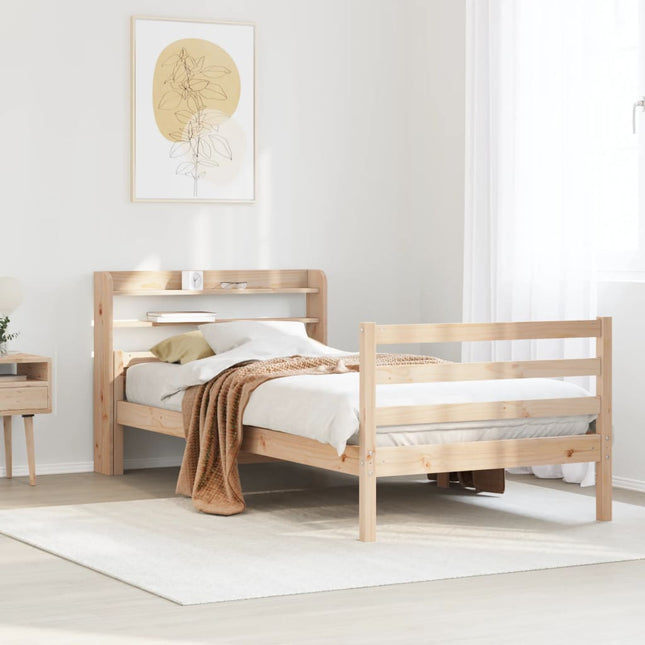sengeramme med sengegavl 100x200 cm massivt fyrretræ
