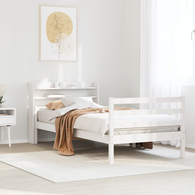 Sengeramme med hovedgærde uden madras Hvid 100x200 cm