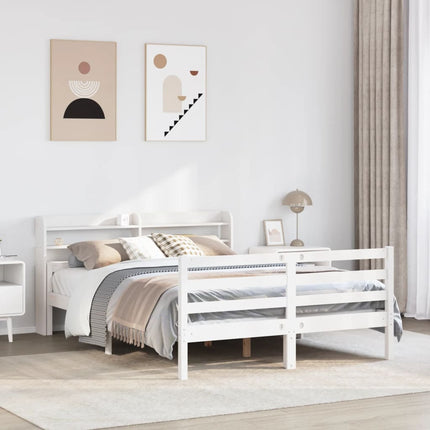 Sengeramme med hovedgærde uden madras Hvid 140x200 cm