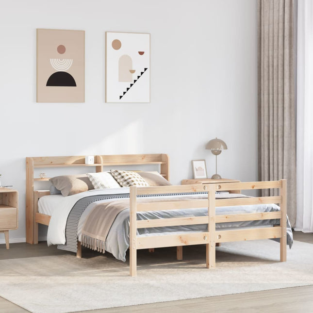 sengeramme med sengegavl 150x200 cm massivt fyrretræ