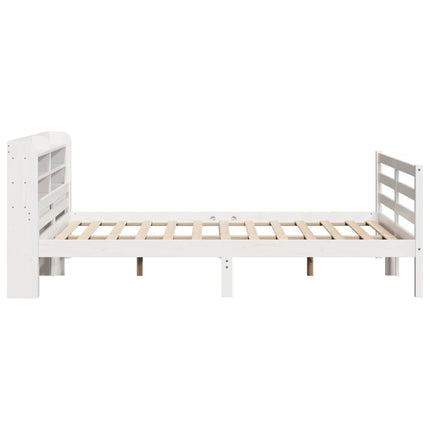 sengeramme med sengegavl 150x200 cm massivt fyrretræ hvid