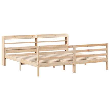 sengeramme med sengegavl 200x200 cm massivt fyrretræ