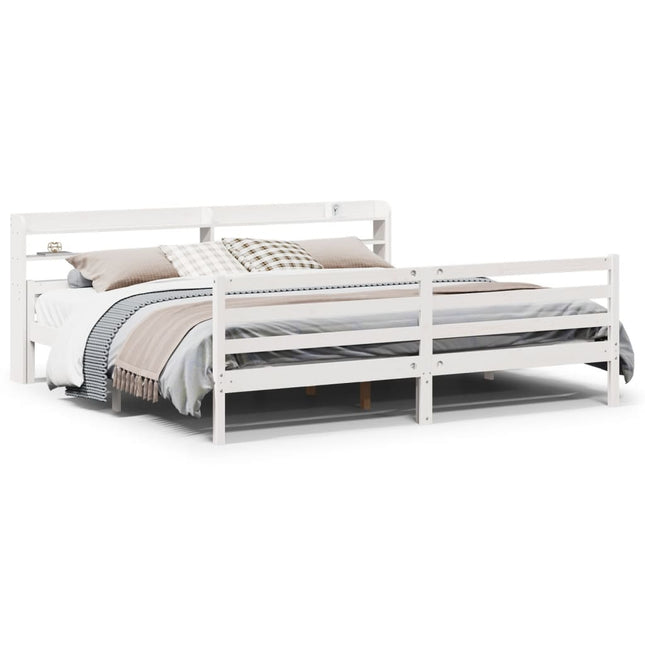 Sengeramme med hovedgærde uden madras Hvid 200x200 cm