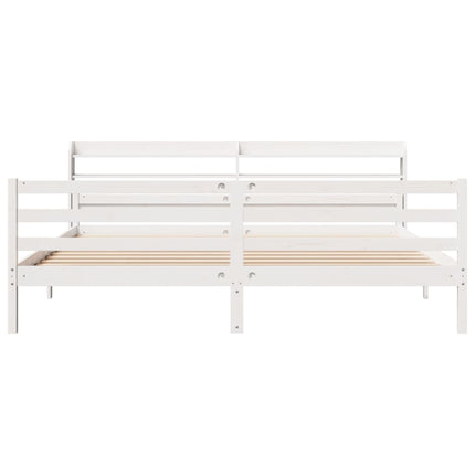 Sengeramme med hovedgærde uden madras Hvid 200x200 cm