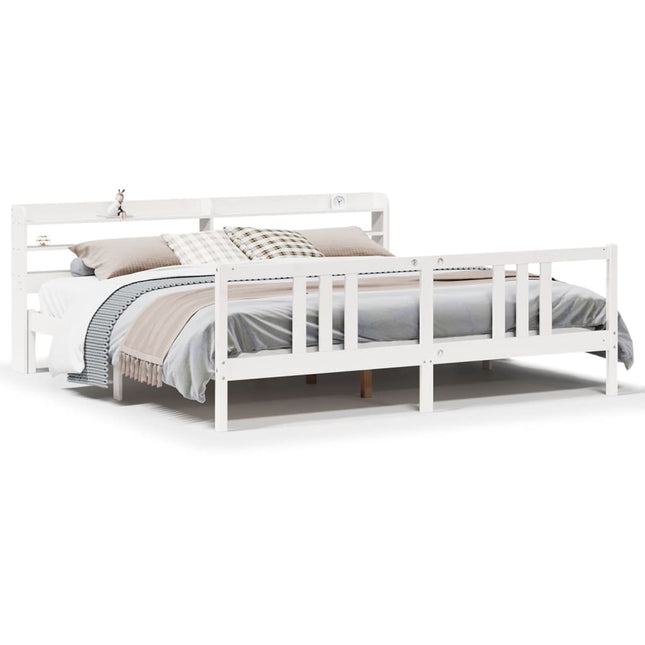 Sengeramme med hovedgærde uden madras Hvid 200x200 cm