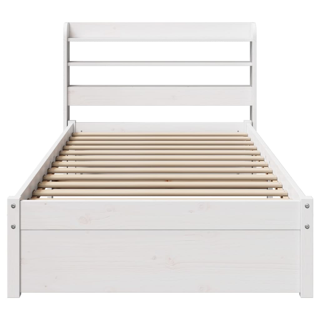sengeramme med sengegavl 75x190 cm massivt fyrretræ hvid