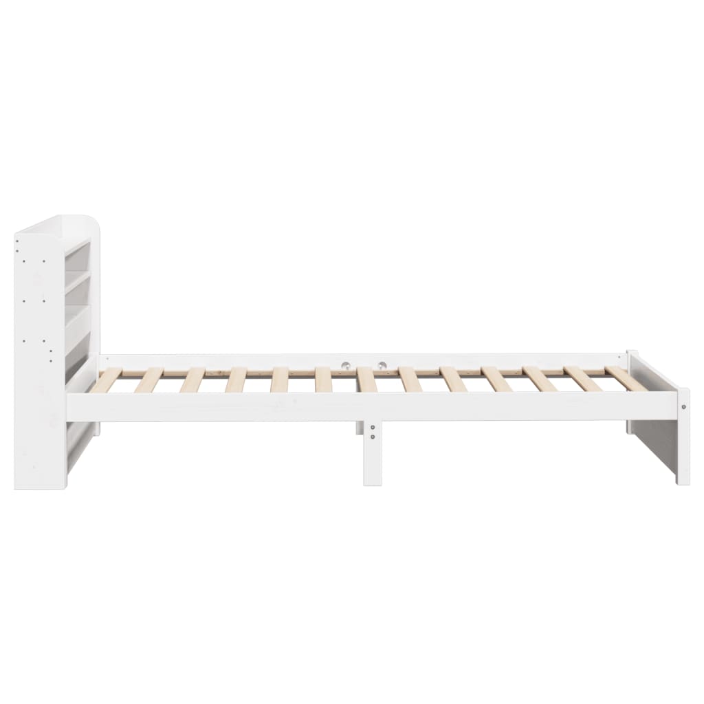 sengeramme med sengegavl 75x190 cm massivt fyrretræ hvid