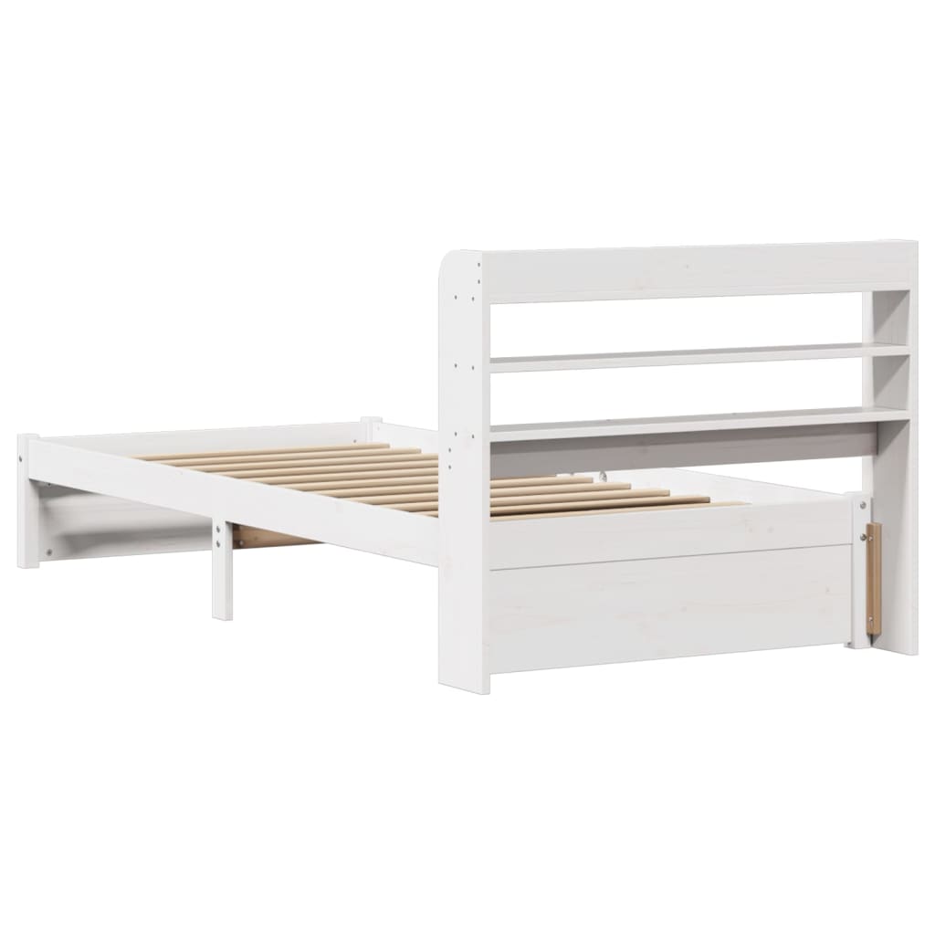 sengeramme med sengegavl 75x190 cm massivt fyrretræ hvid