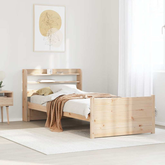 sengeramme med sengegavl 75x190 cm massivt fyrretræ