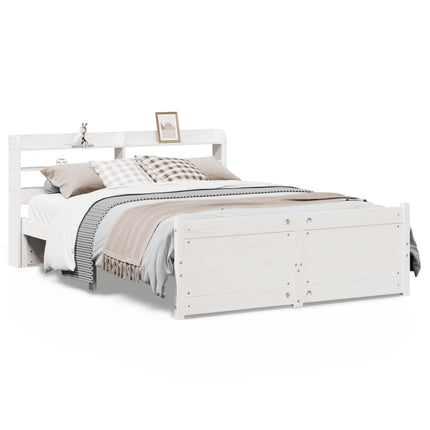 sengeramme med sengegavl135x190 cm massivt fyrretræ hvid