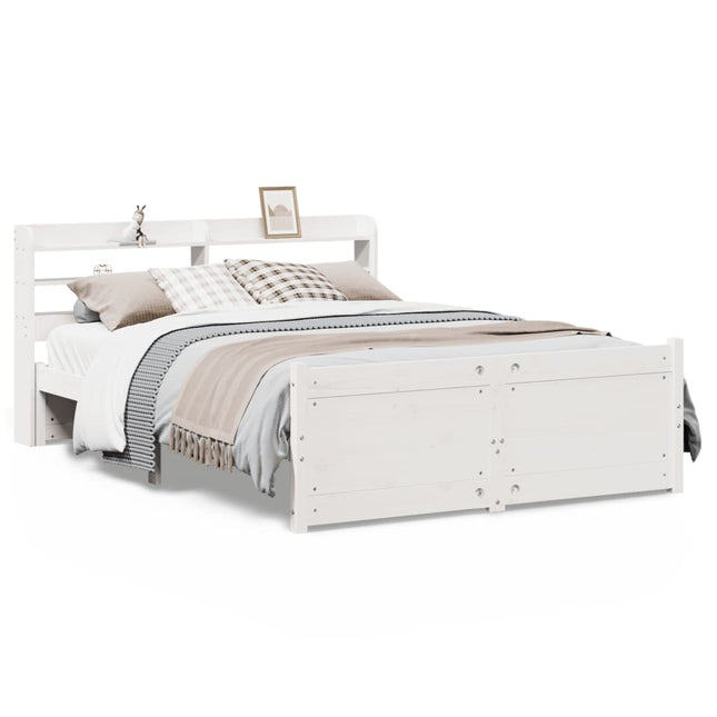 sengeramme med sengegavl135x190 cm massivt fyrretræ hvid
