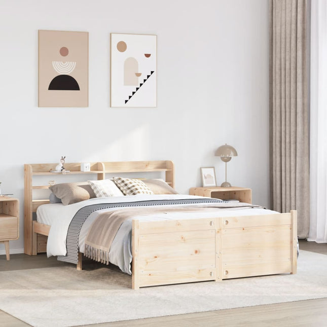 sengeramme med sengegavl 150x200 cm massivt fyrretræ