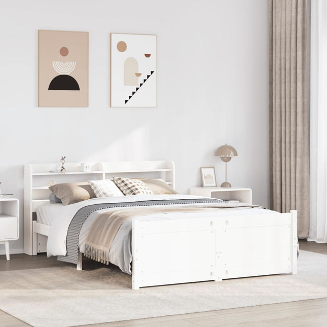 Sengeramme med hovedgærde uden madras Hvid 160x200 cm