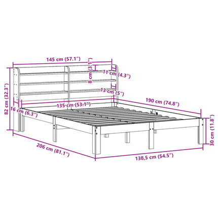 sengeramme med sengegavl135x190 cm massivt fyrretræ hvid