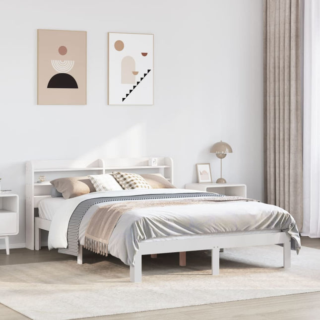 Sengeramme med hovedgærde uden madras Hvid 140x200 cm