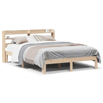 sengeramme med sengegavl 150x200 cm massivt fyrretræ