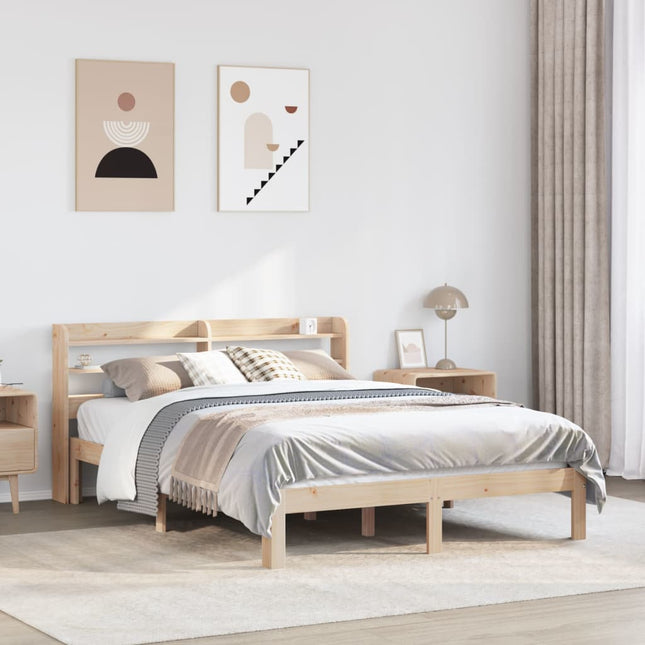 sengeramme med sengegavl 150x200 cm massivt fyrretræ